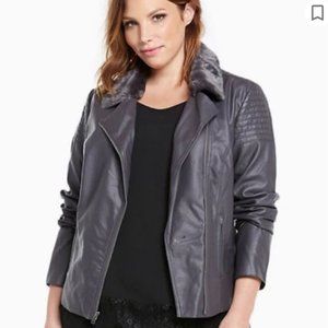 Torrid Faux Leather Moto Jacket with Faux Fur Collar